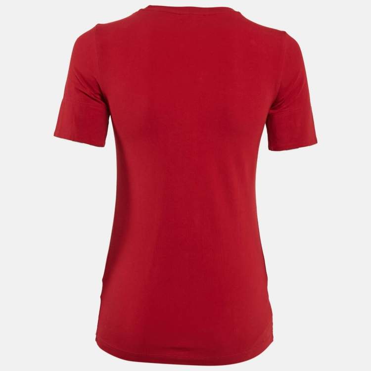 Pre Owned Burberry Brit Red Jersey Crewneck T-Shirt XS