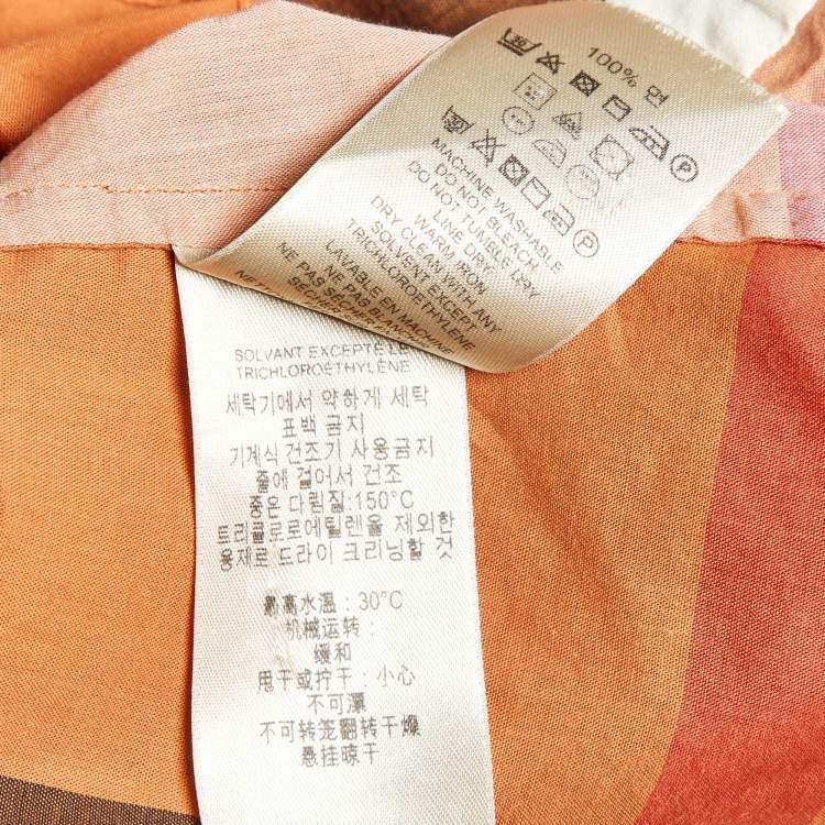 Pre Owned Burberry Brit Orange Nova Checks Cotton Shirt L