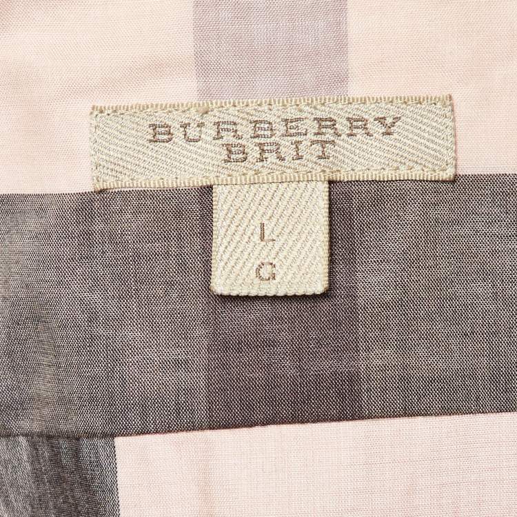 Pre Owned Burberry Brit Pink Nova Checks Cotton Shirt L