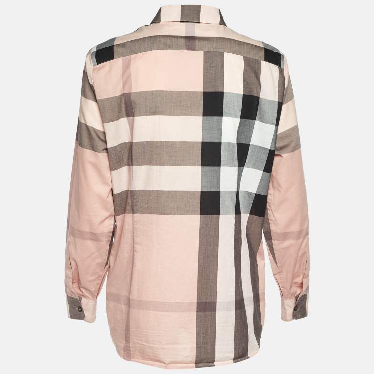 Pre Owned Burberry Brit Pink Nova Checks Cotton Shirt L