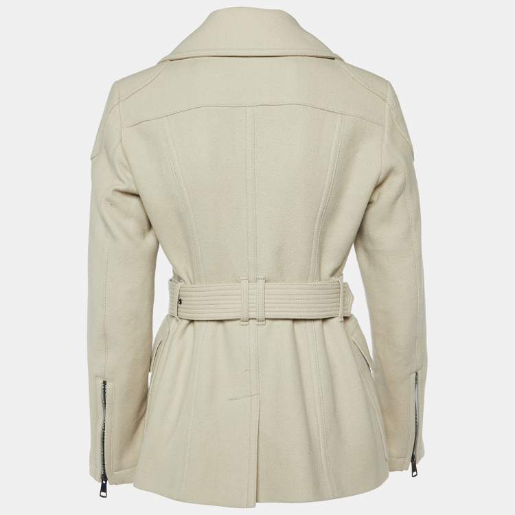 Pre Owned Burberry Brit Beige Wool Double Breasted Coat L