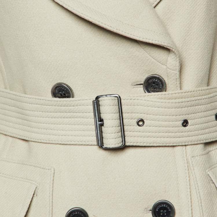 Pre Owned Burberry Brit Beige Wool Double Breasted Coat L