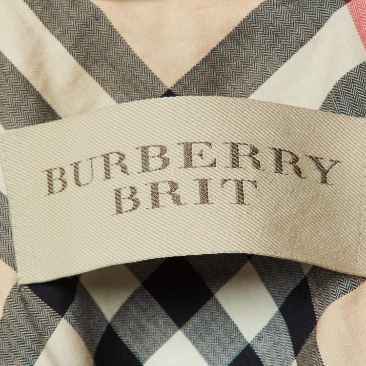 Pre Owned Burberry Brit Beige Wool Double Breasted Coat L