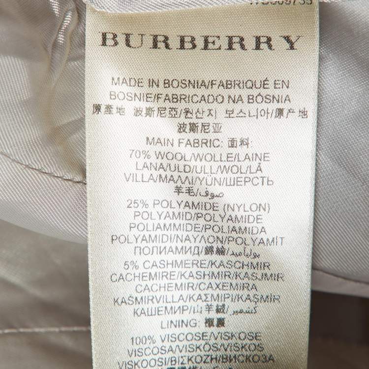 Pre Owned Burberry Brit Beige Wool Double Breasted Coat L
