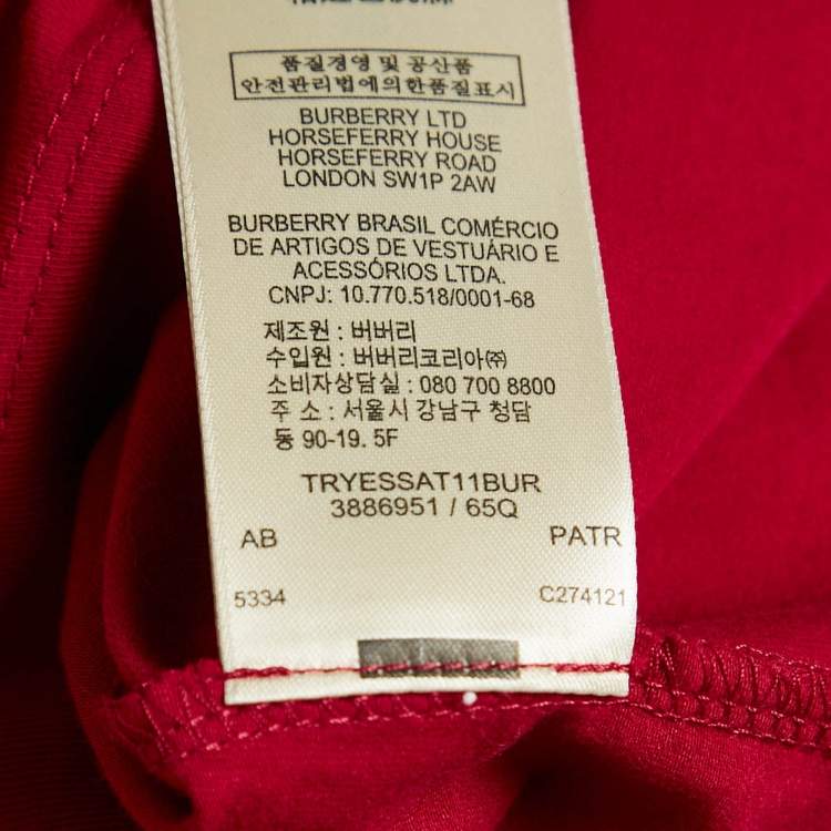 Pre Owned Burberry Brit Red Jersey Crew Neck T-Shirt XS
