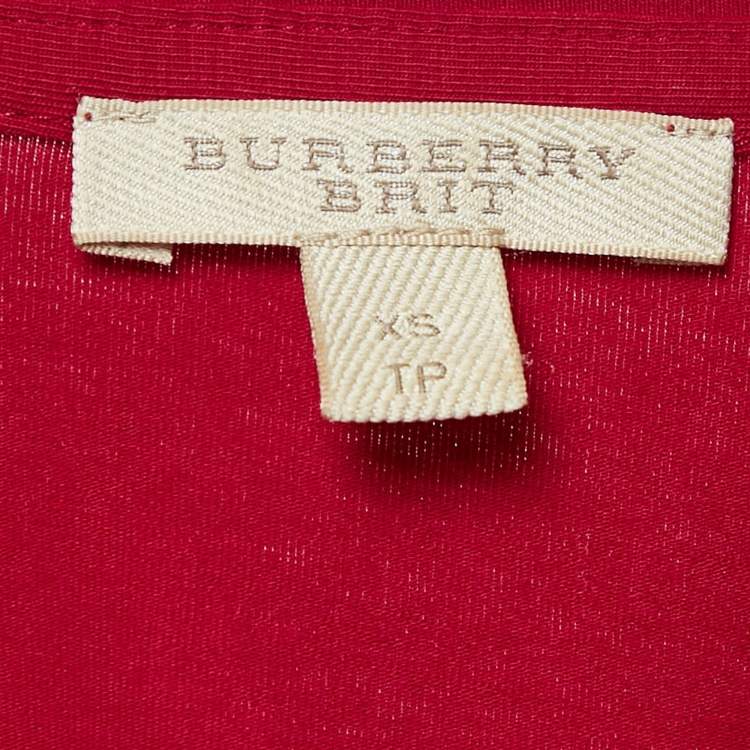 Pre Owned Burberry Brit Red Jersey Crew Neck T-Shirt XS