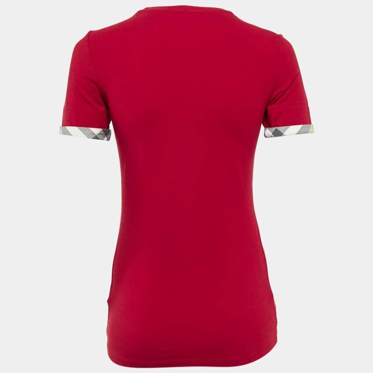 Pre Owned Burberry Brit Red Jersey Crew Neck T-Shirt XS