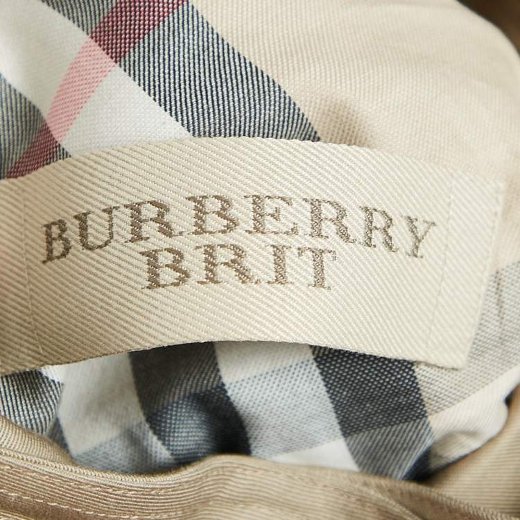 Pre Owned Burberry Brit Beige Gabardine Cotton Short Trench Coat M