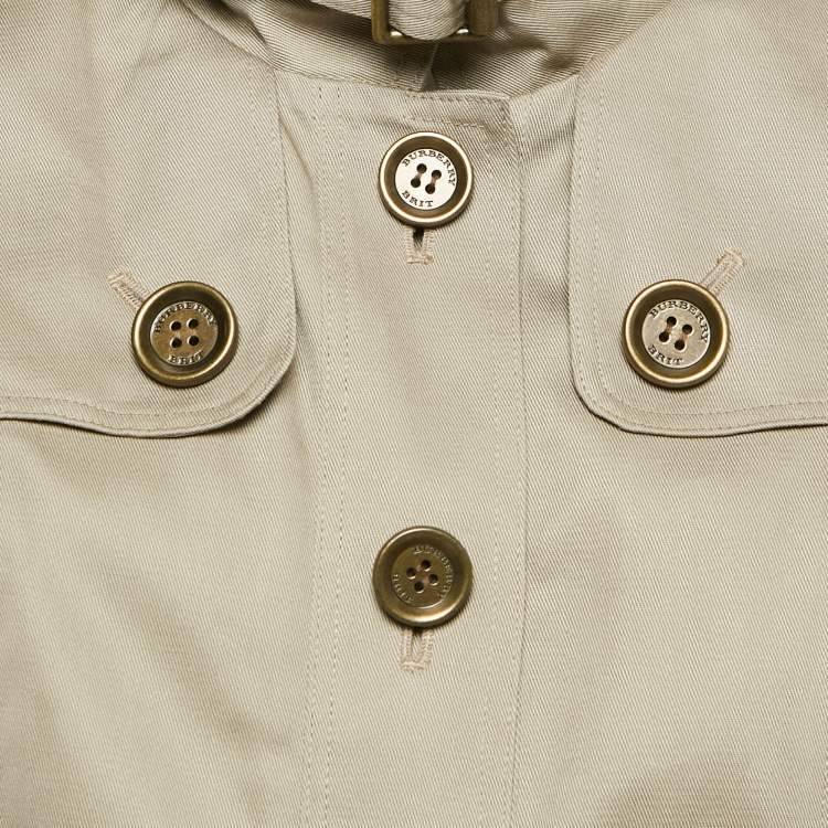 Pre Owned Burberry Brit Beige Gabardine Cotton Short Trench Coat M
