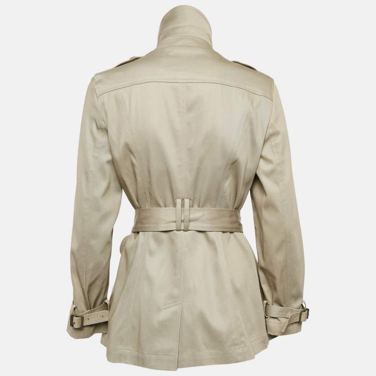 Pre Owned Burberry Brit Beige Gabardine Cotton Short Trench Coat M