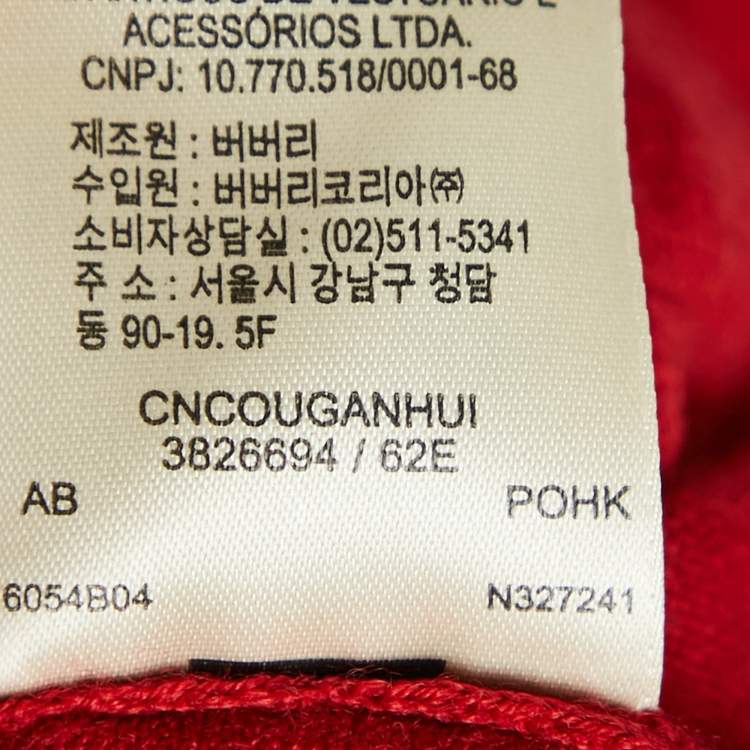 Pre Owned Burberry Brit Red Wool Round Neck Sweater M