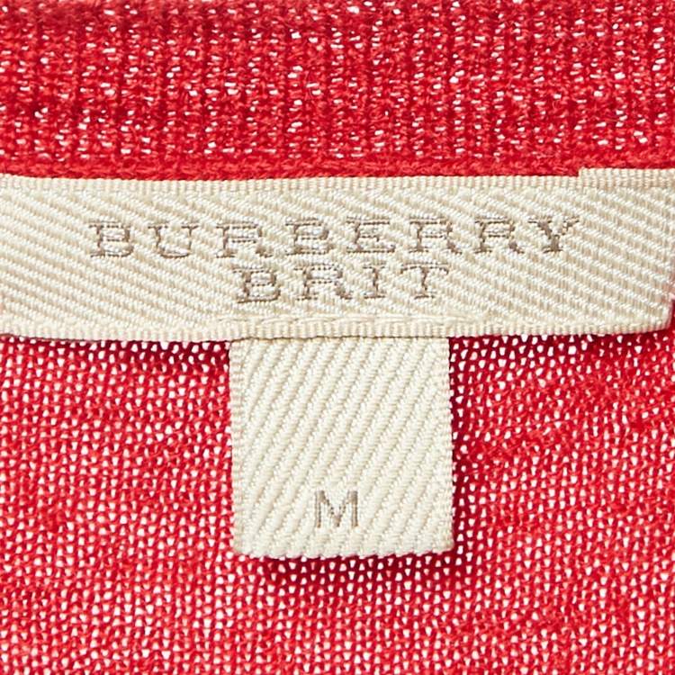 Pre Owned Burberry Brit Red Wool Round Neck Sweater M