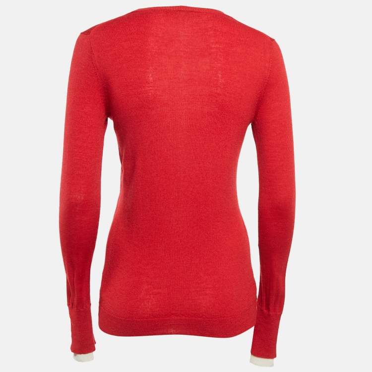 Pre Owned Burberry Brit Red Wool Round Neck Sweater M