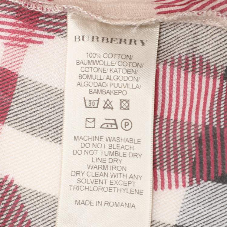 Pre Owned Burberry Brit Multicolor Heart Print Nova Check Cotton Plaid Button Shirt XL