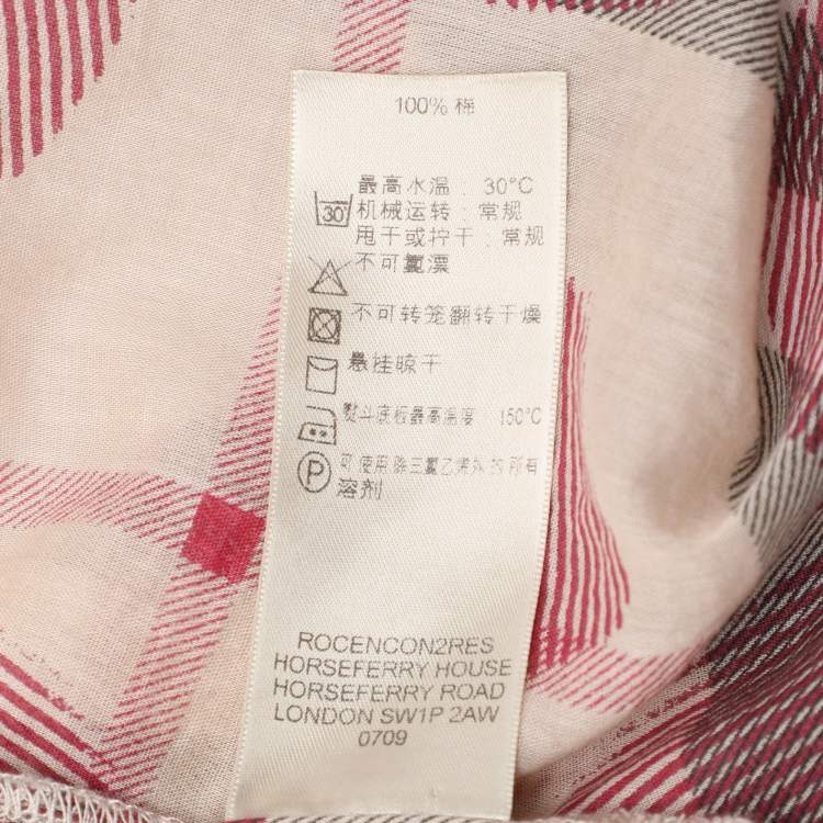 Pre Owned Burberry Brit Multicolor Heart Print Nova Check Cotton Plaid Button Shirt XL