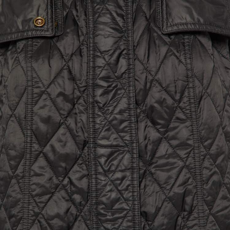 Pre Owned Burberry Brit Black Nylon Quilted Finsbridge Coat XL