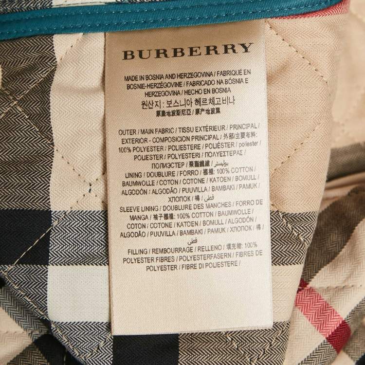 Pre Owned Burberry Brit Blue Quilted Gabardine Button Front Jacket S