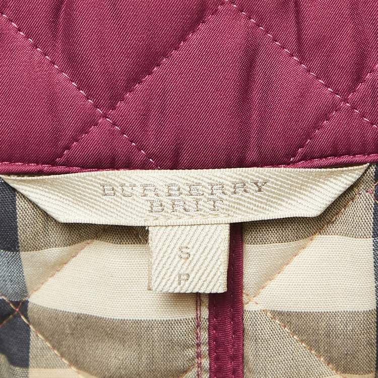 Pre Owned Burberry Brit Burgundy Gabardine Quilted Jacket S