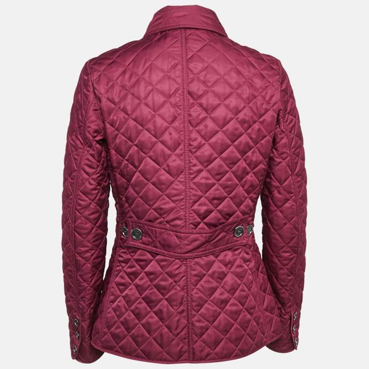 Pre Owned Burberry Brit Burgundy Gabardine Quilted Jacket S