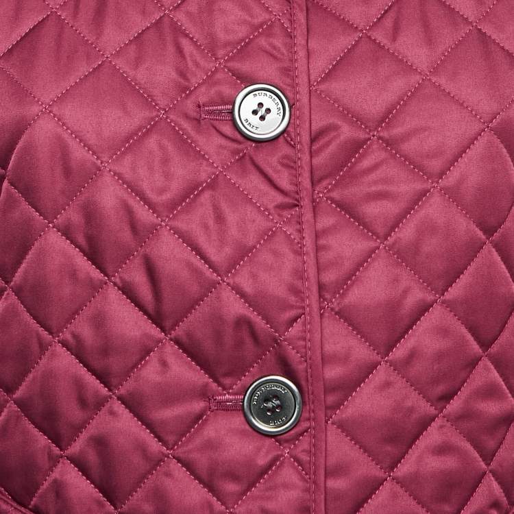 Pre Owned Burberry Brit Burgundy Gabardine Quilted Jacket S