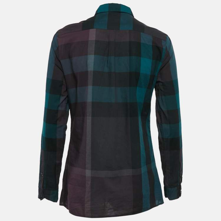 Pre Owned Burberry Brit Multicolor Nova Check Cotton Pleated Shirt S