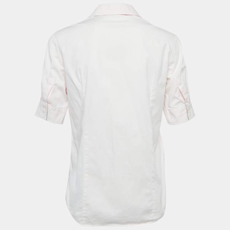 Pre Owned Burberry Light Pink Cotton Button Front Blouse S