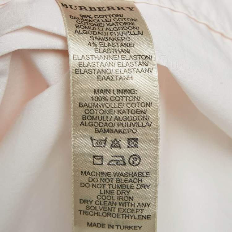 Pre Owned Burberry Light Pink Cotton Button Front Blouse S