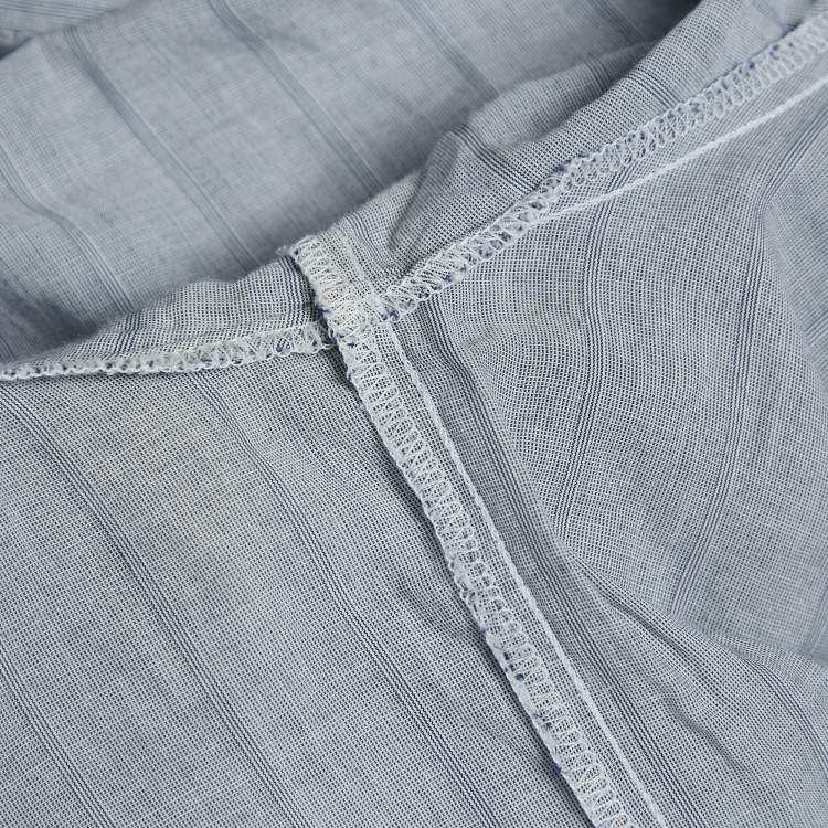 Pre Owned Burberry Brit Grey Pinstripe Button Front Blouse S