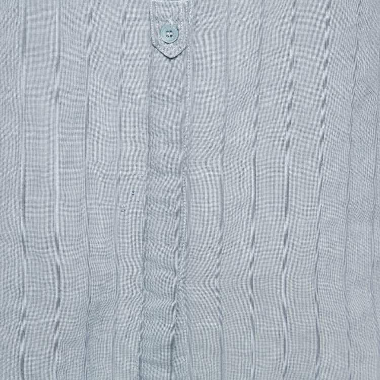 Pre Owned Burberry Brit Grey Pinstripe Button Front Blouse S