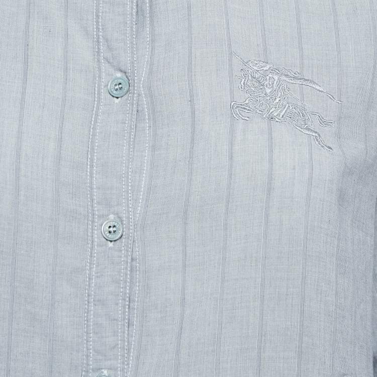 Pre Owned Burberry Brit Grey Pinstripe Button Front Blouse S
