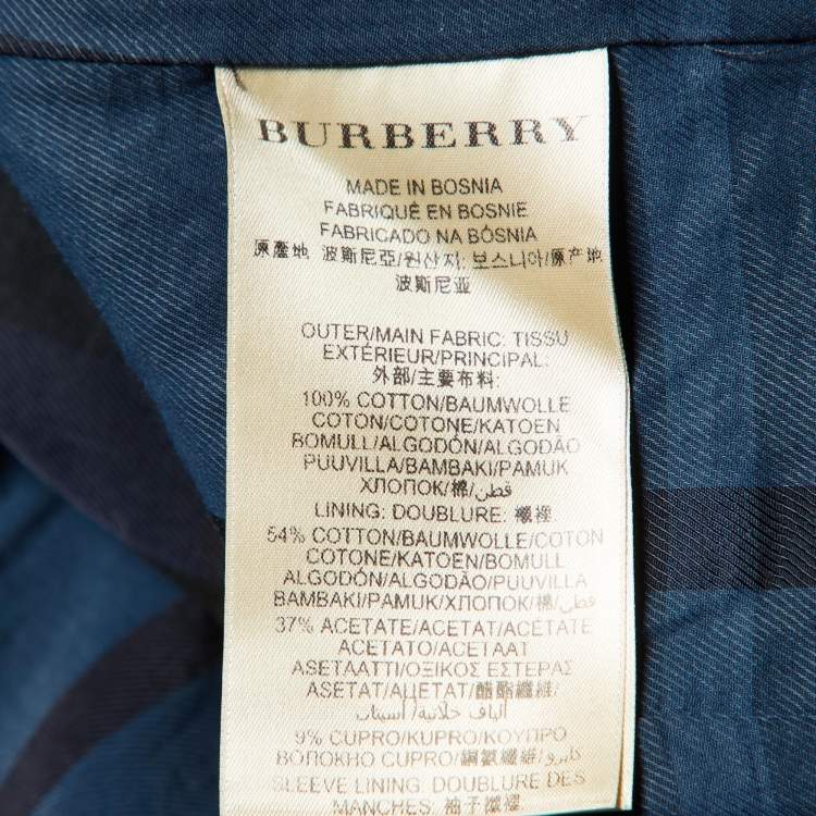 Pre Owned Burberry Brit Navy Blue Cotton Double Breasted Peacoat S