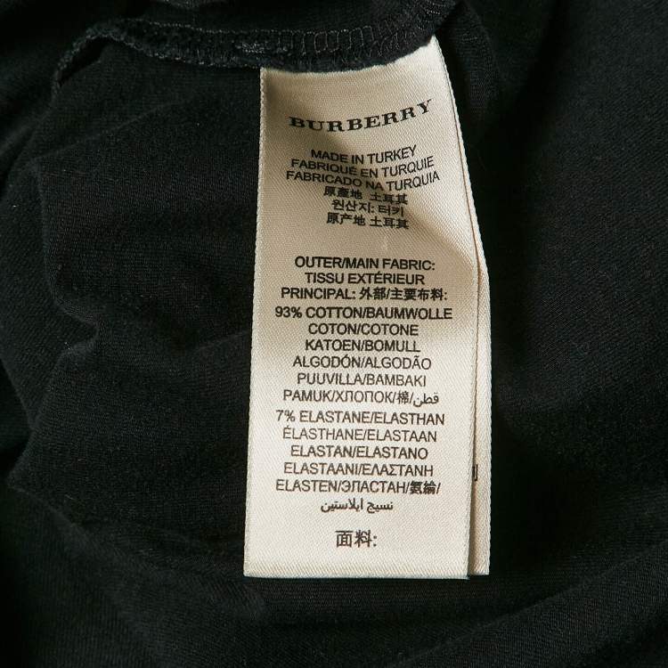 Pre Owned Burberry Brit Black Checks Cuff Jersey T-Shirt M