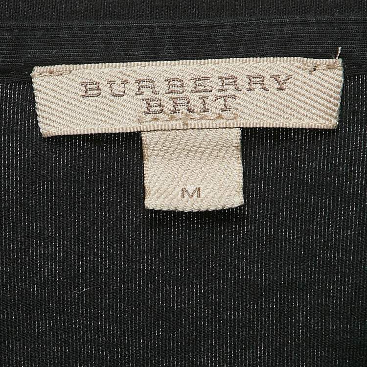 Pre Owned Burberry Brit Black Checks Cuff Jersey T-Shirt M