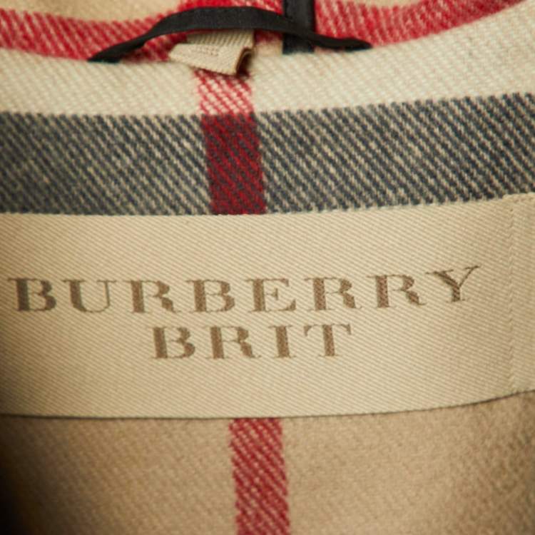 Pre Owned Burberry Brit Black Wool Finsdale Hodded Duffle Coat XS