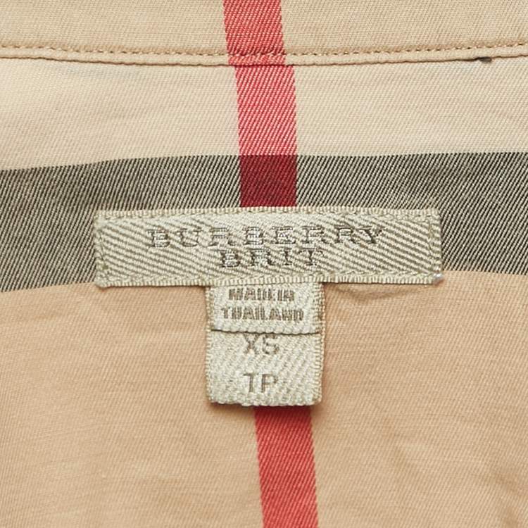 Pre Owned Burberry Brit Beige Nova Check Cotton Long Sleeve Shirt XS