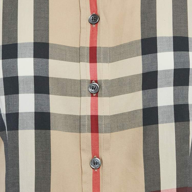 Pre Owned Burberry Brit Beige Nova Check Cotton Long Sleeve Shirt XS