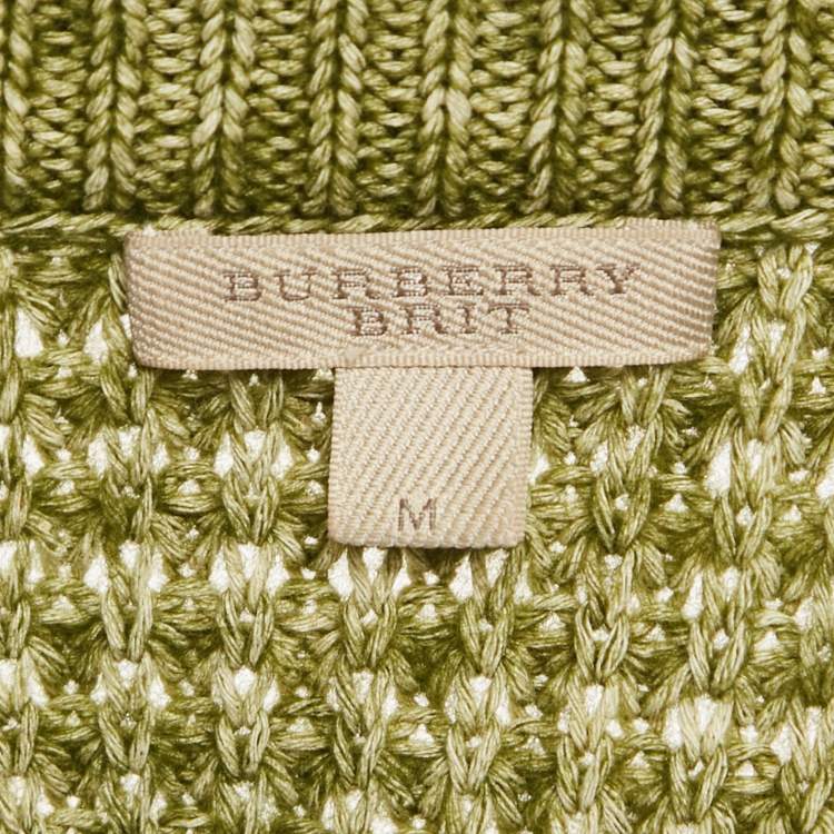 Pre Owned Burberry Brit Green Cable Knit Crewneck Sweater M