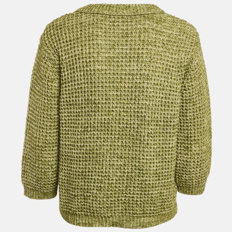 Pre Owned Burberry Brit Green Cable Knit Crewneck Sweater M