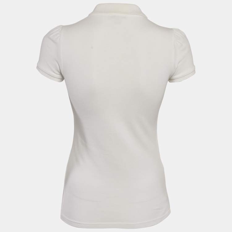 Pre Owned Burberry Brit White Pique Cotton Polo T-Shirt XS