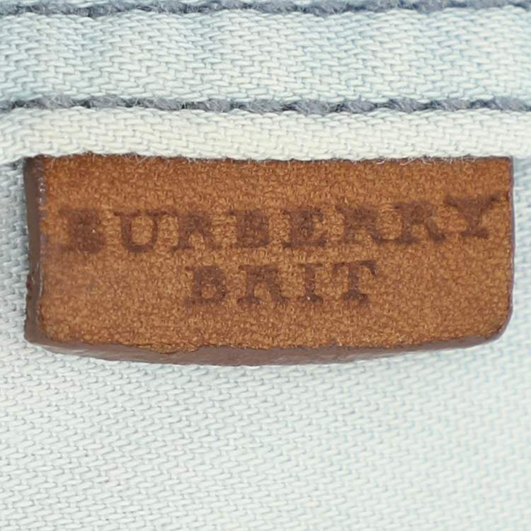 Pre Owned Burberry Brit Washed Blue Cotton Belted Dress L