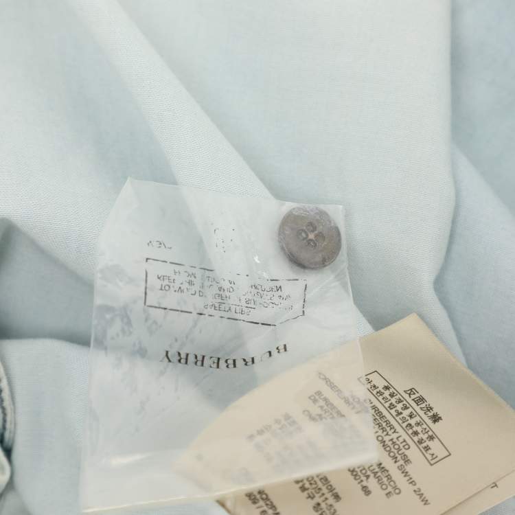 Pre Owned Burberry Brit Washed Blue Cotton Belted Dress L