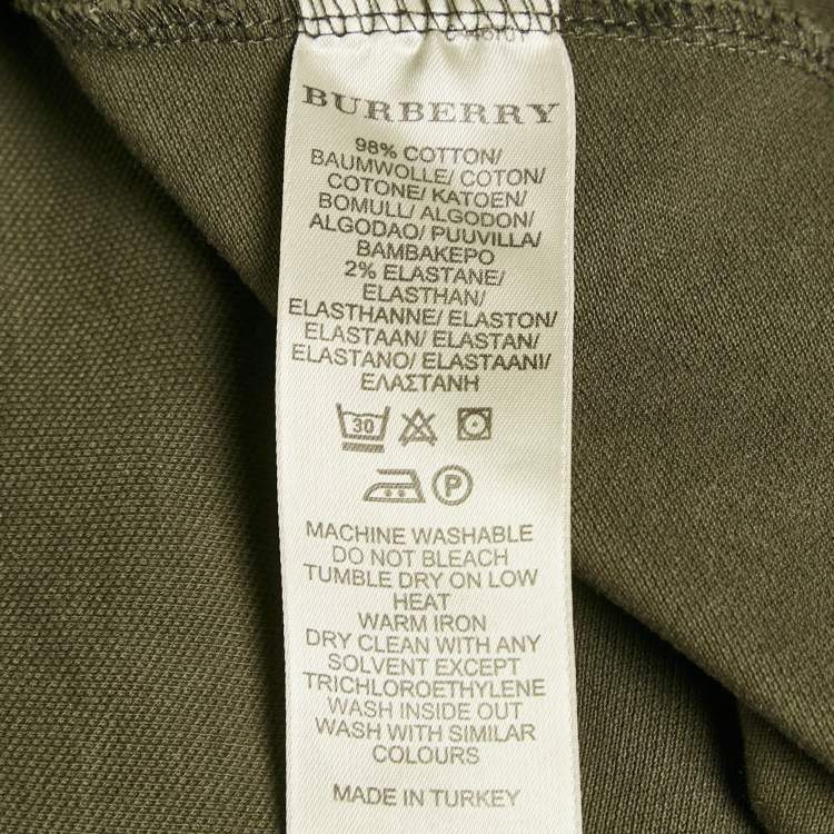 Pre Owned Burberry Brit Khaki Green Cotton Pique Polo T-Shirt XS