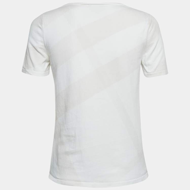 Pre Owned Burberry Brit White Tartan Print Crew-Neck T-Shirt XS