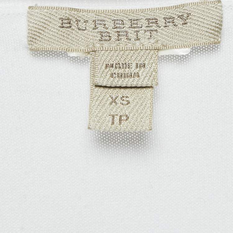 Pre Owned Burberry Brit White Tartan Print Crew-Neck T-Shirt XS