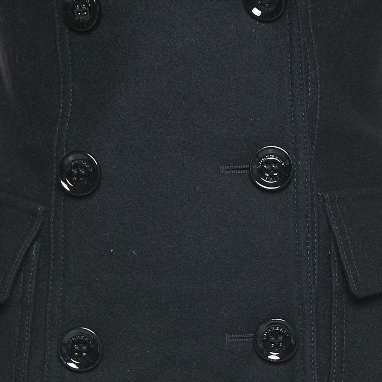 Pre Owned Burberry Brit Black Wool Rib Collar Trim Jacket XS