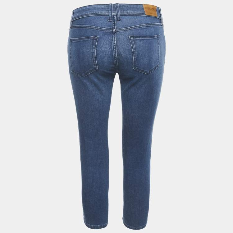 Pre Owned Burberry Brit Blue Denim Skinny Cropped Jeans S Waist 27"