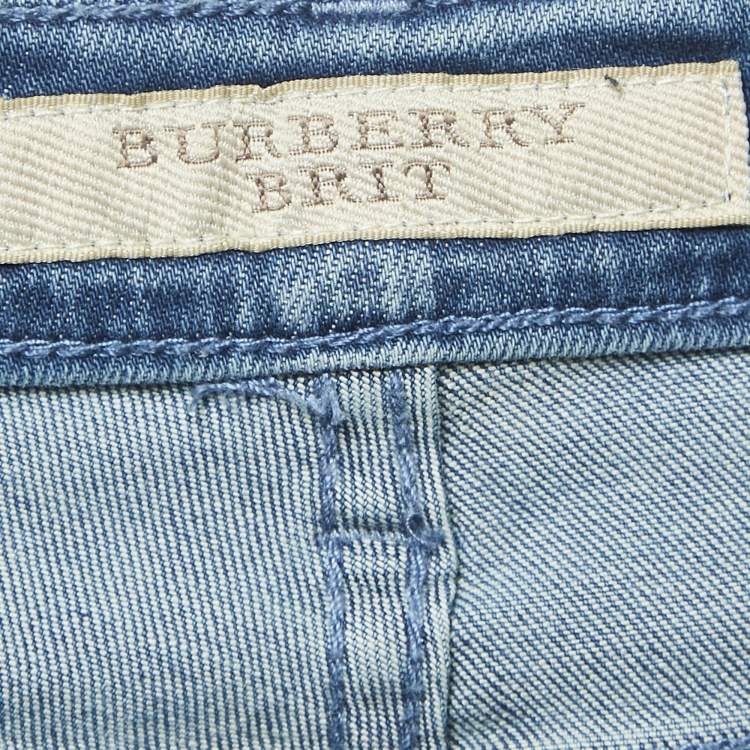 Pre Owned Burberry Brit Blue Faded Denim Skinny Jeans S Waist 26"