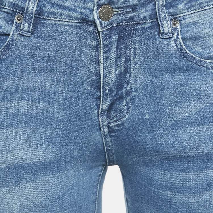 Pre Owned Burberry Brit Blue Faded Denim Skinny Jeans S Waist 26"