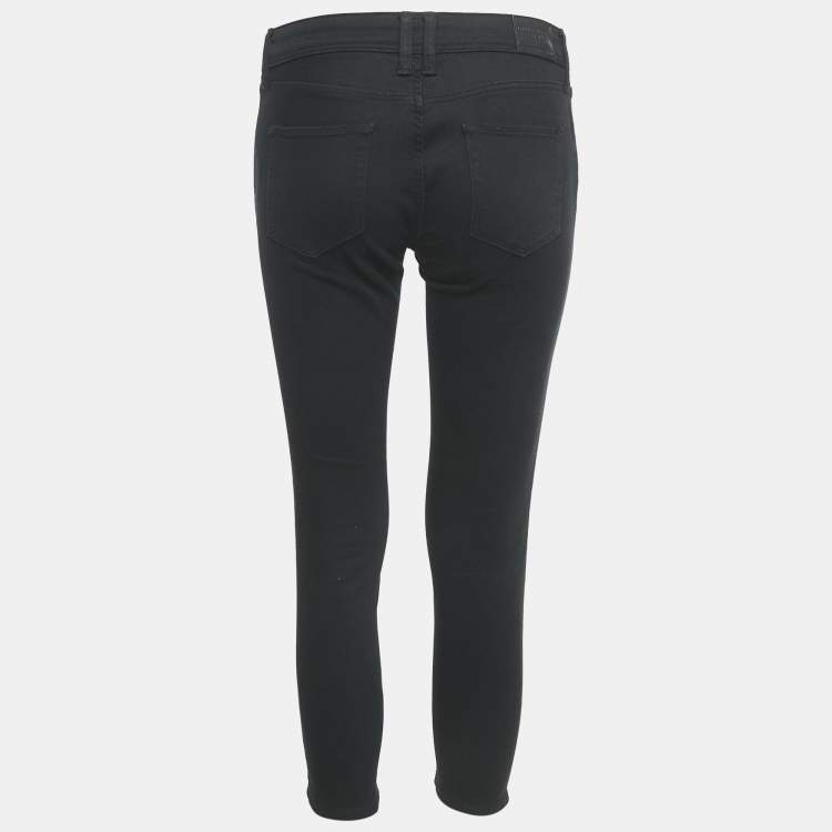 Pre Owned Burberry Brit Black Denim Skinny Cropped Jeans S Waist 27"