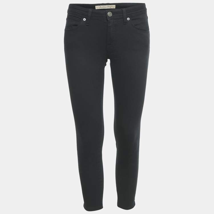 Pre Owned Burberry Brit Black Denim Skinny Cropped Jeans S Waist 27"